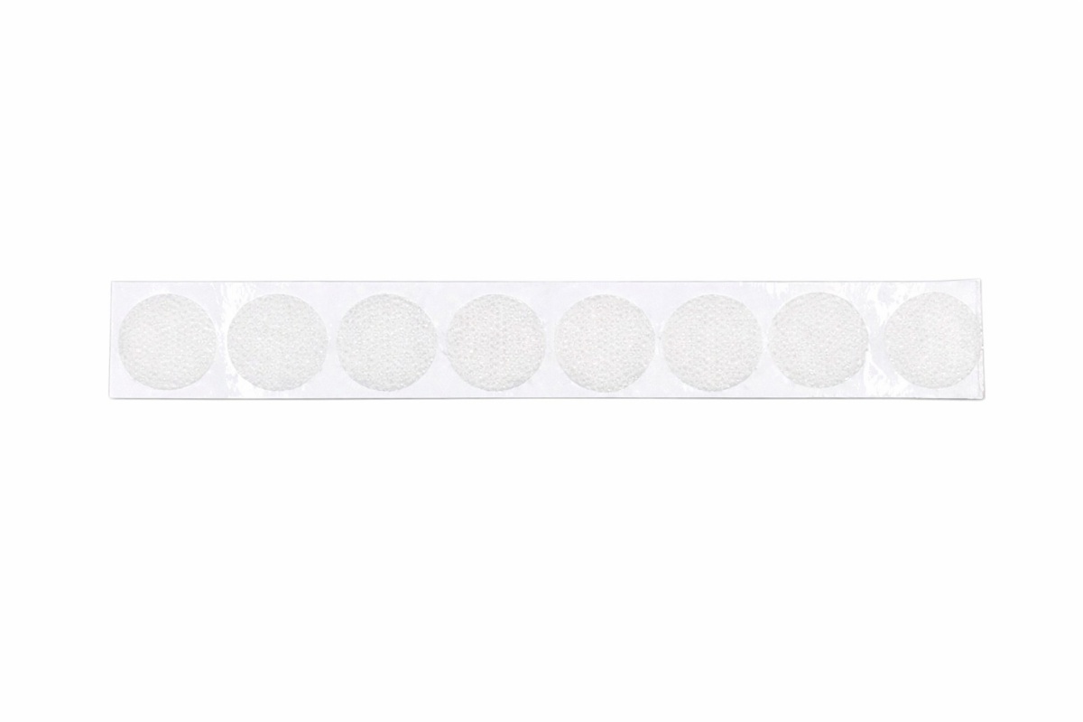 zelfklevende klittenband op rol wit - hard rond 19 mm, 1028 stuks